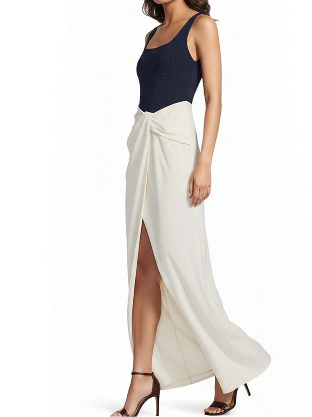 Lauren Ralph Lauren Two-Tone Ottoman & Crepe Sleeveless Gown. Size 12 Women #580